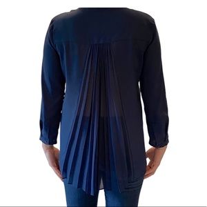 Victoria’s Secret navy blue tunic with sheer back pleats and lace detail